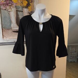 Michael Kors Black Keyhole Blouse